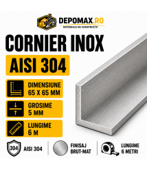 Cornier inox AISI 304, 65 x 65 x 5 mm, 6 metri